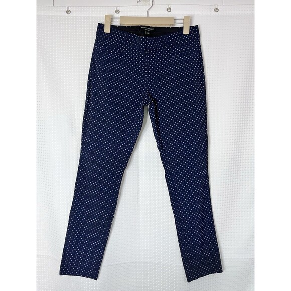Banana Republic Sloan Crop Pants Women’s Size 0 Blue White Polka Dot Slim Fit - Picture 1 of 6